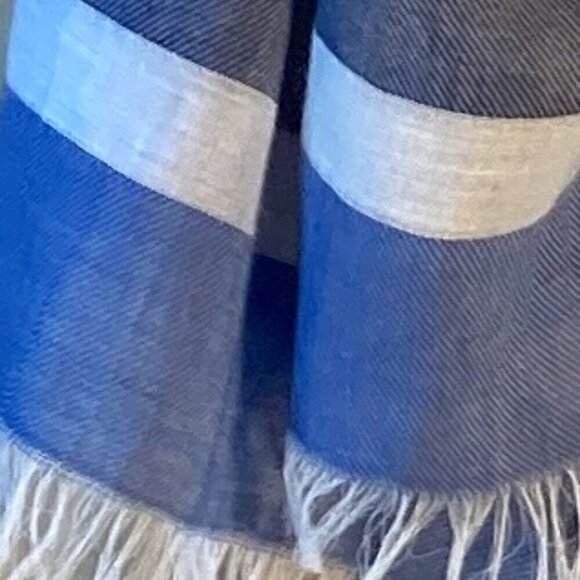 Blue & White stripe semi sheer 32x81 scarf or wrap nautical beachy resort denim - Picture 6 of 6